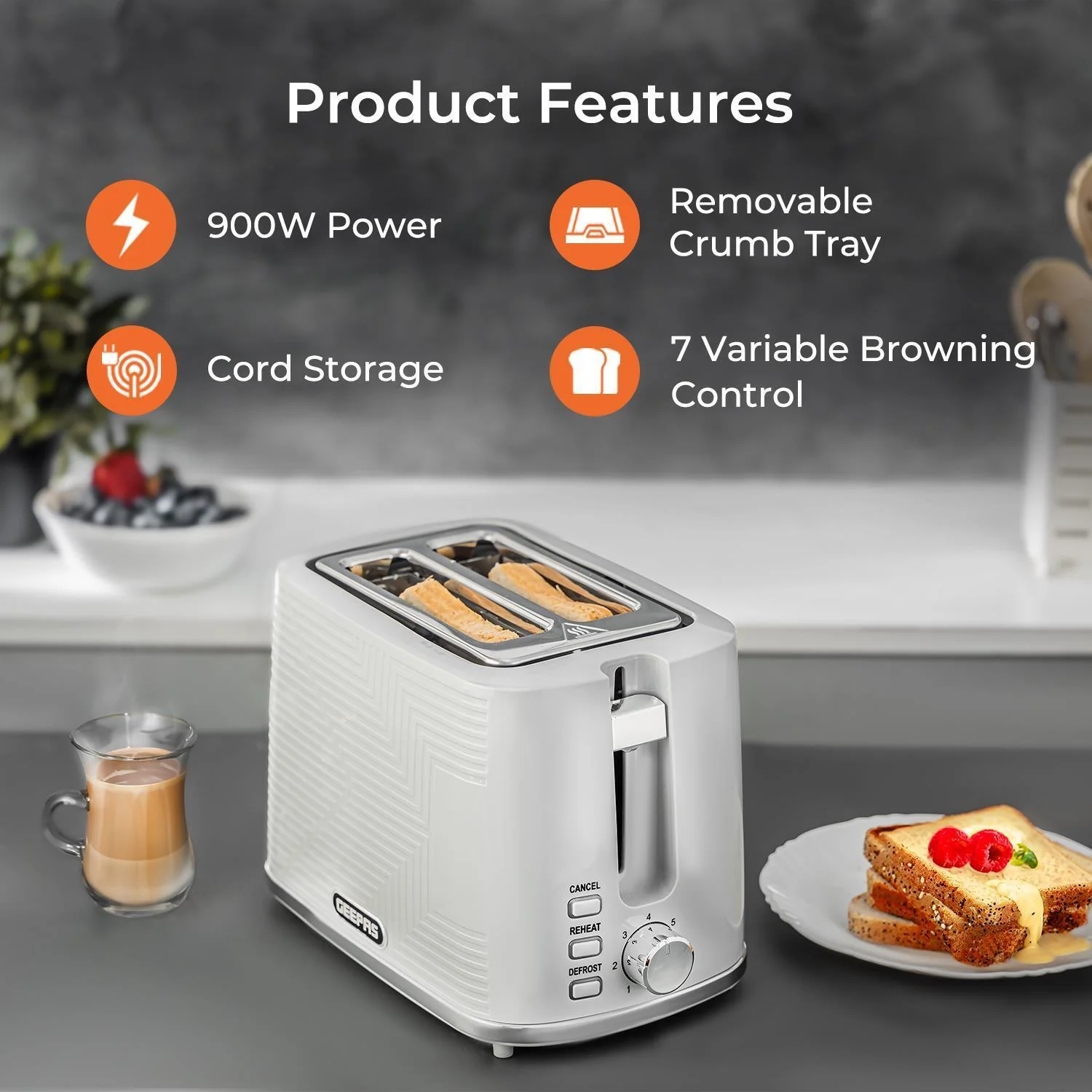 3.5L Vortex Air Fryer, 2-Slice Toaster & 1.7L Kettle Set In Grey - Image 4
