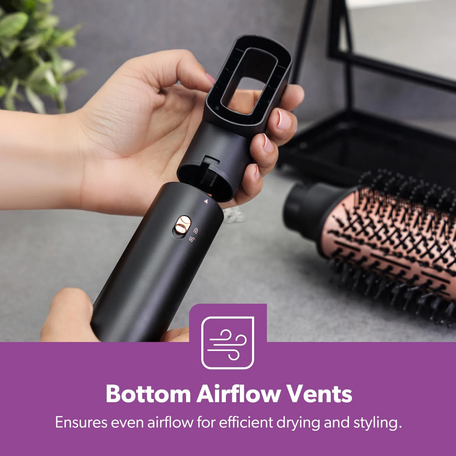 3-In-1 Hot Air Hair Styler, Brush and Blower In Rose Gold - Image 3