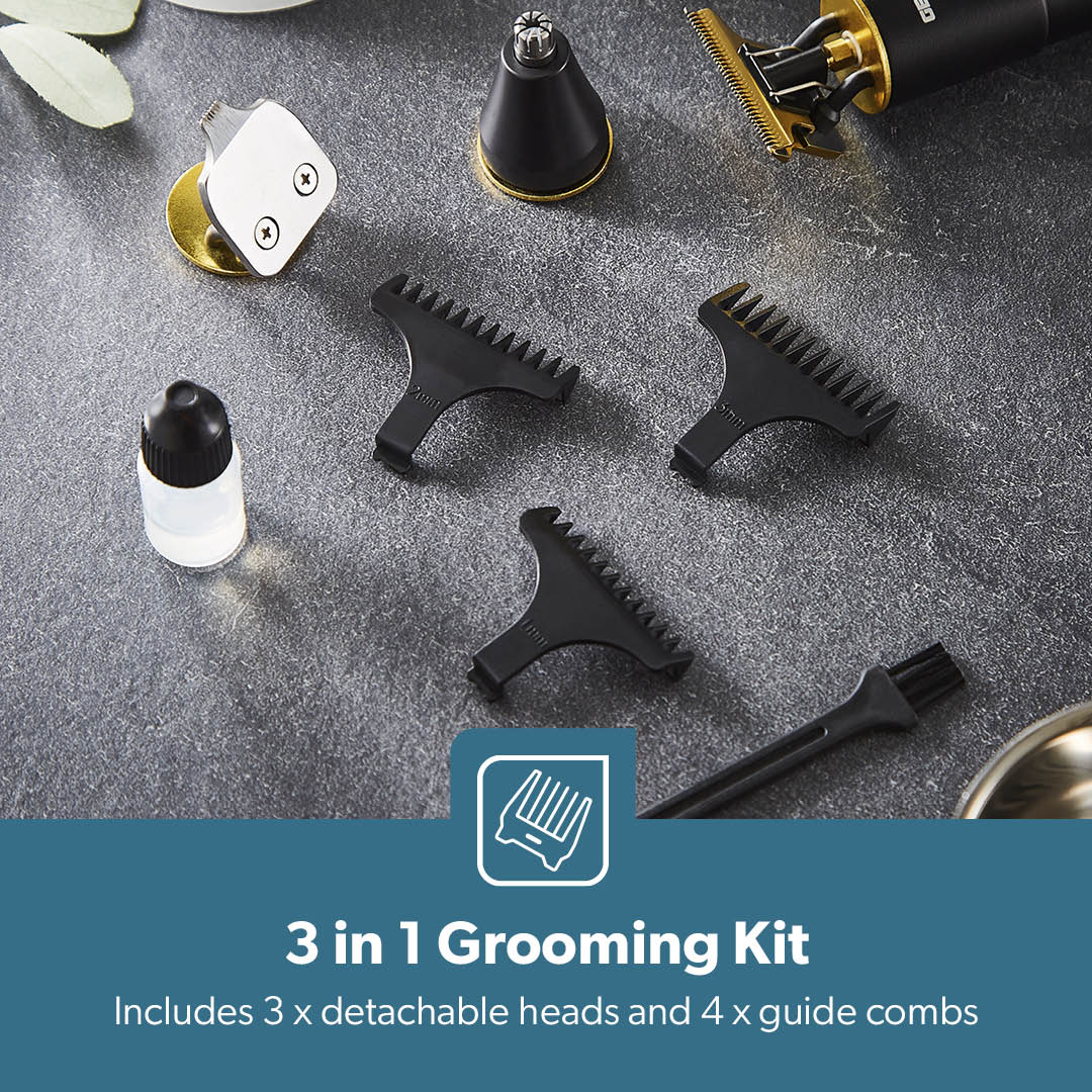 3-In-1 Black and Gold Prestige Rechargeable Shaver - Image 6