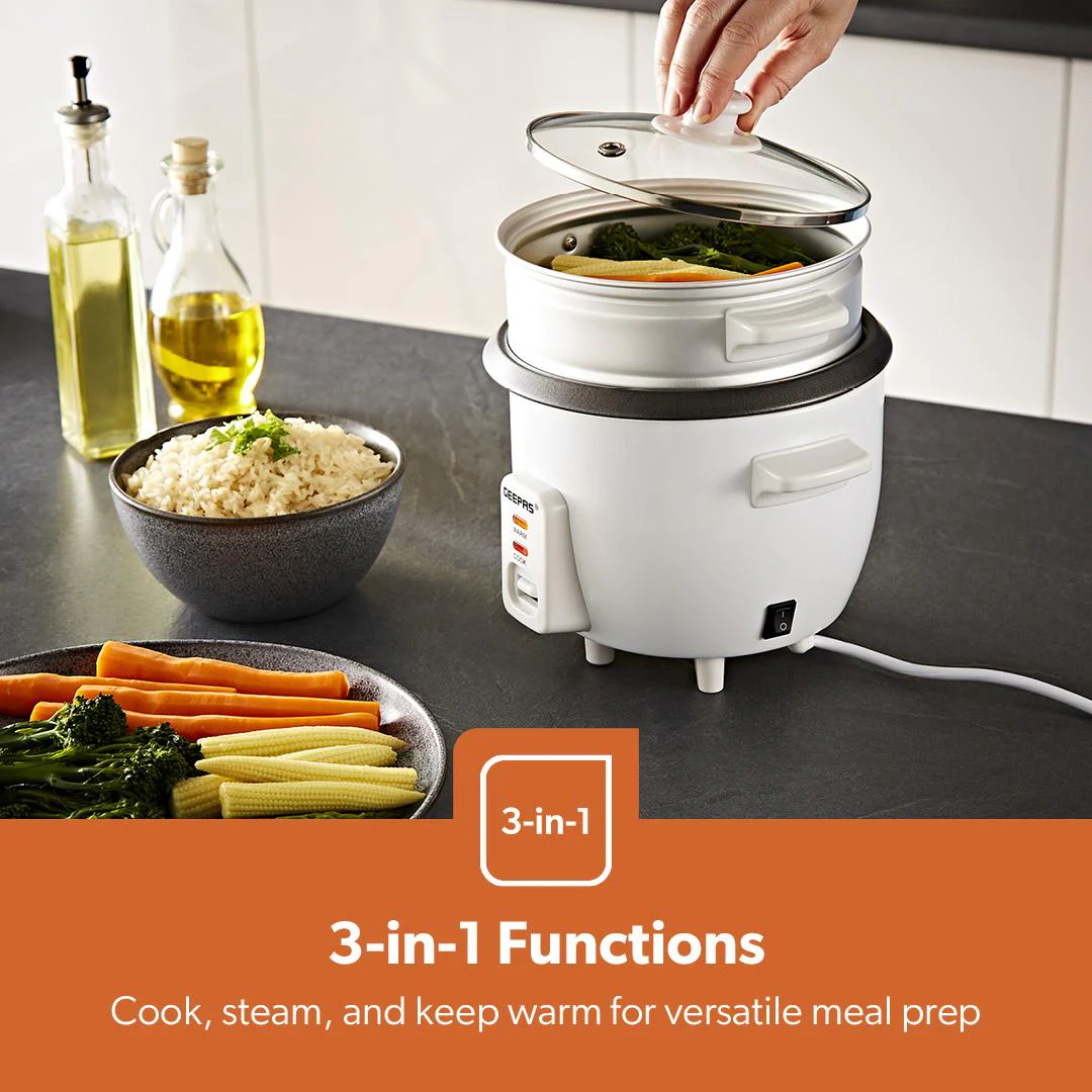 3-In-1 White Automatic Electric Rice Cooker and Steamer 0.6L - Image 4
