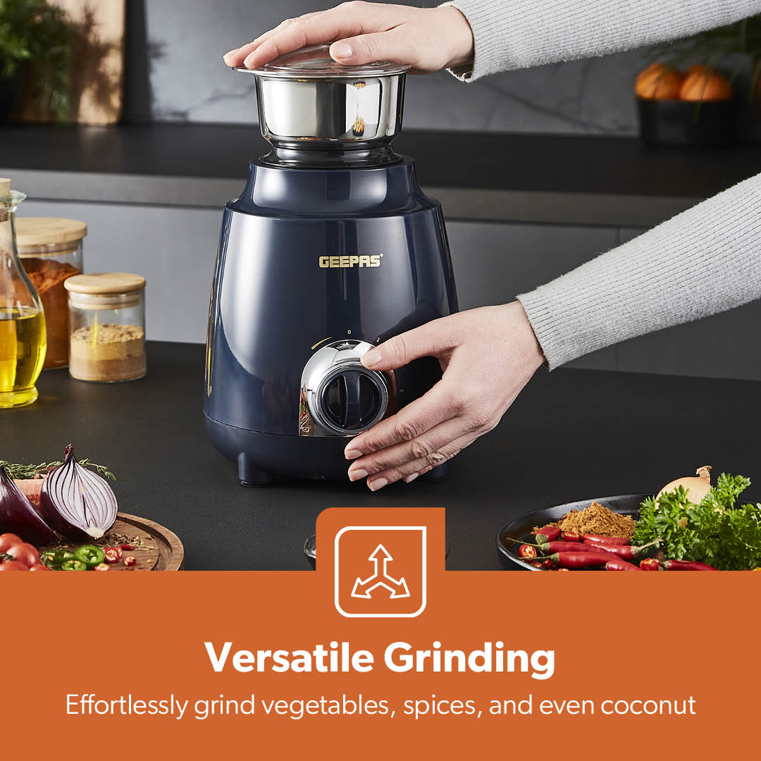 3-In-1 Navy Stainless Steel Wet and Dry Mixer Grinder 600W - Image 4