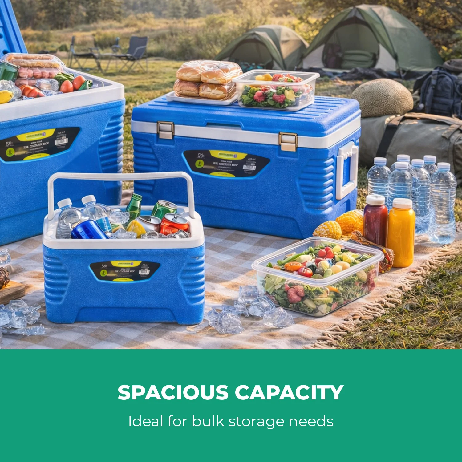 3-Piece Blue Insulated Ice Cooler Chests (5L, 25L & 50L) - Image 7