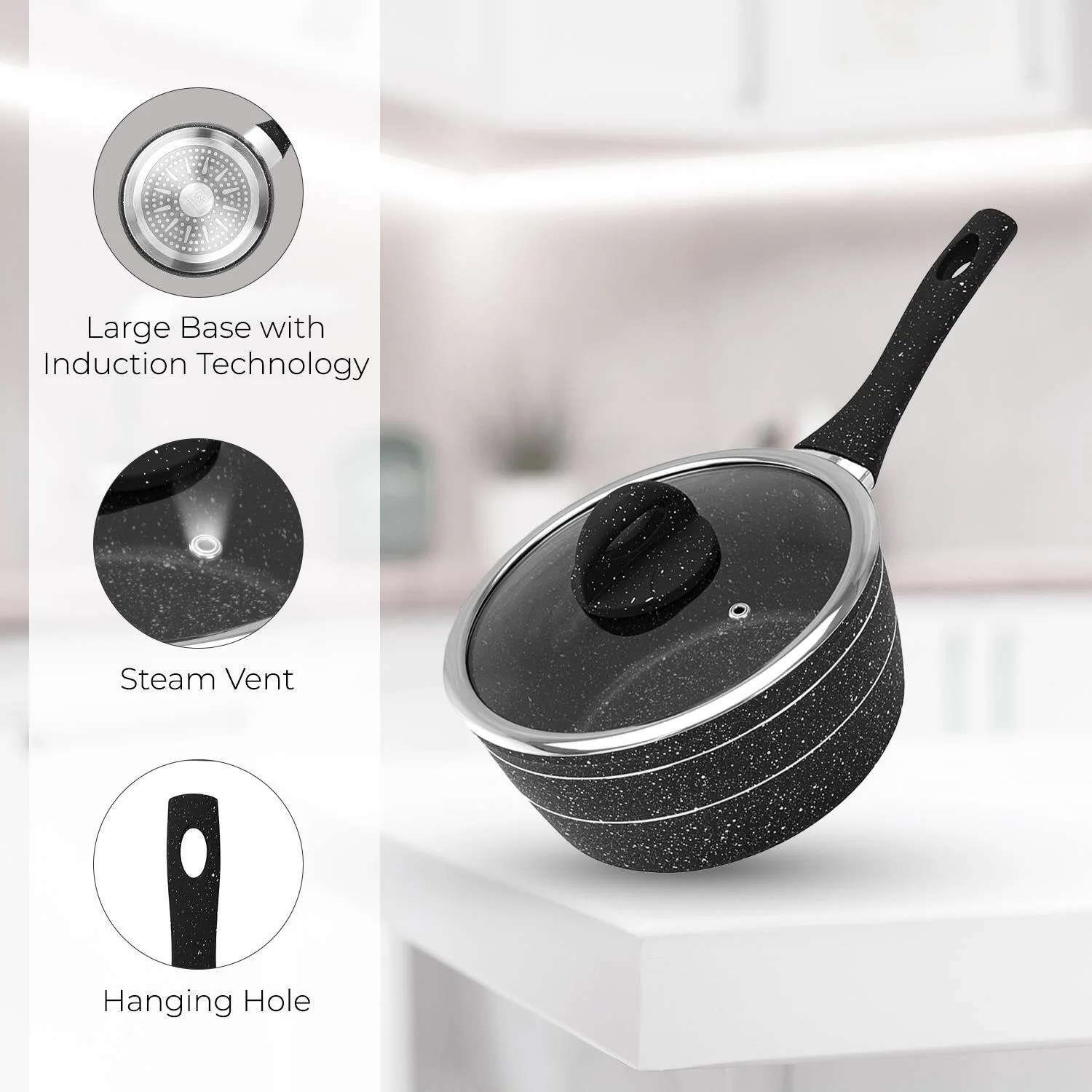 3-Piece Forged Aluminium Induction Granite Saucepan Set - Image 4