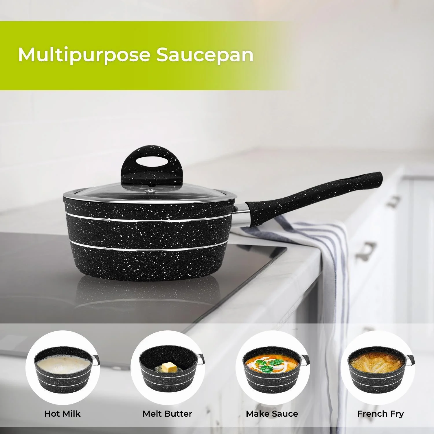 3-Piece Forged Aluminium Induction Granite Saucepan Set - Image 5