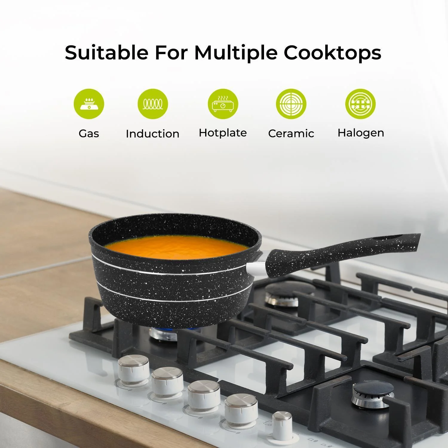 3-Piece Forged Aluminium Induction Granite Saucepan Set - Image 7