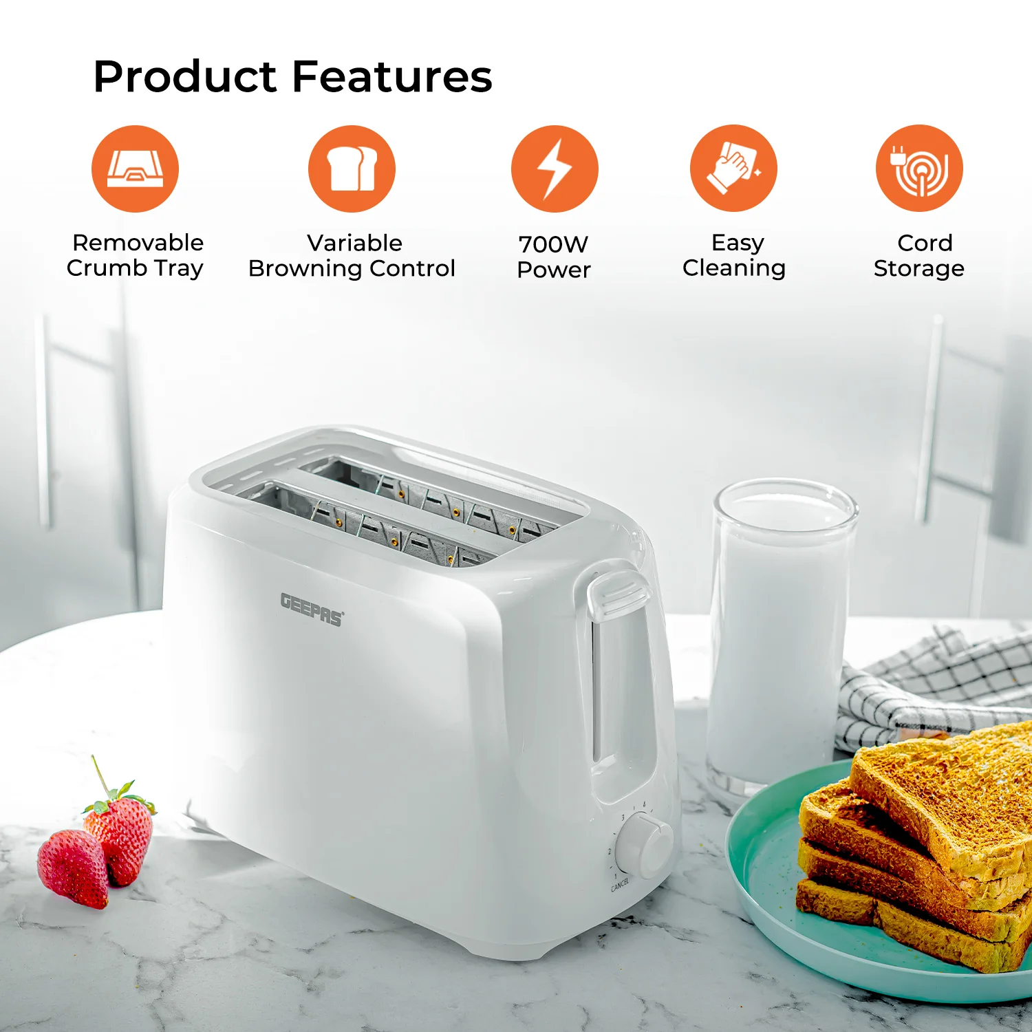 3-Piece Kitchen Bundle In White - Kettle, Toaster, Rice Cooker - Image 4