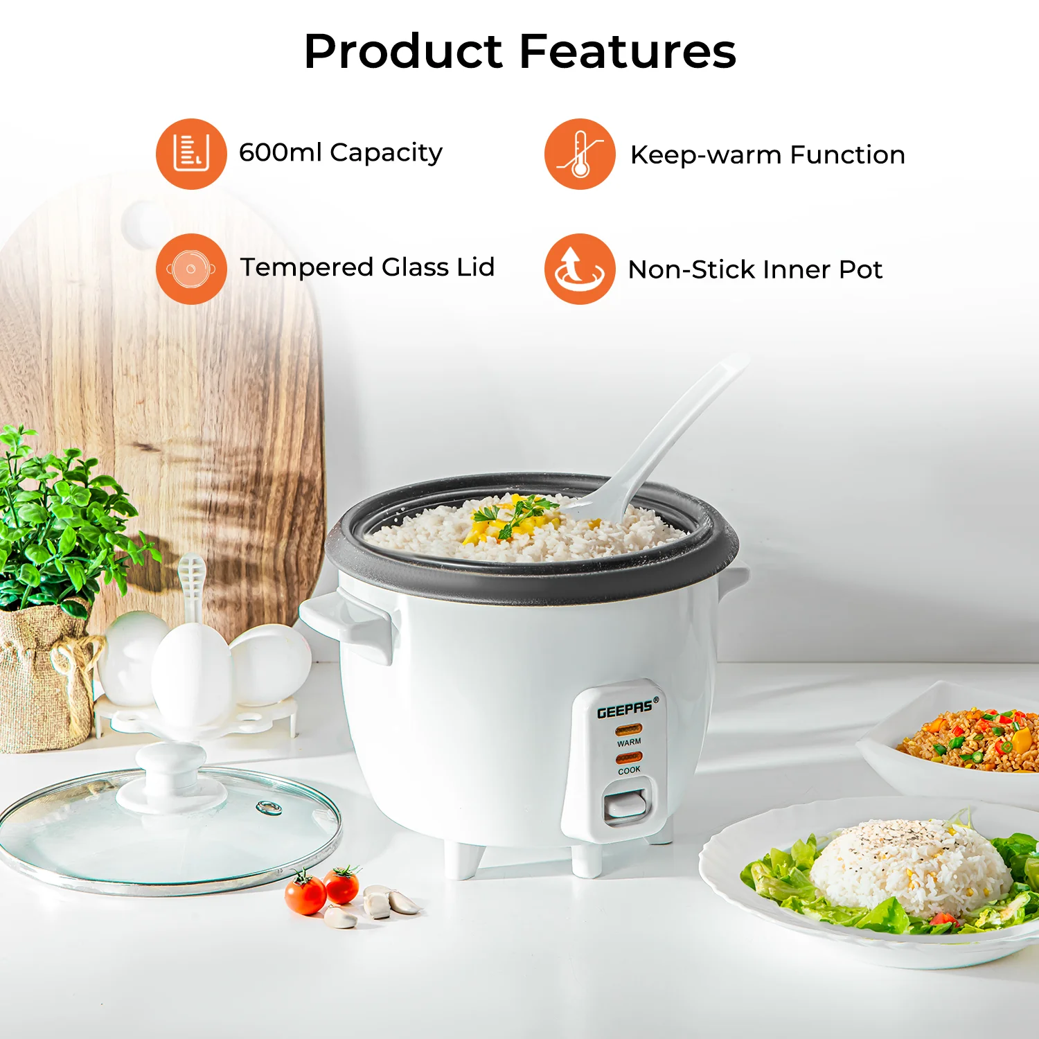 3-Piece Kitchen Bundle In White - Kettle, Toaster, Rice Cooker - Image 7