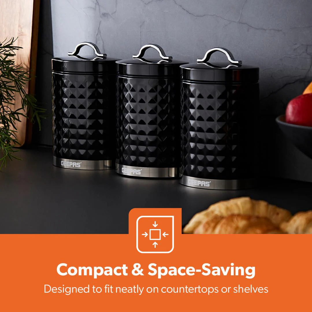 3-Piece Matching Airtight Kitchen Storage Canister Set 1.3L - Image 5