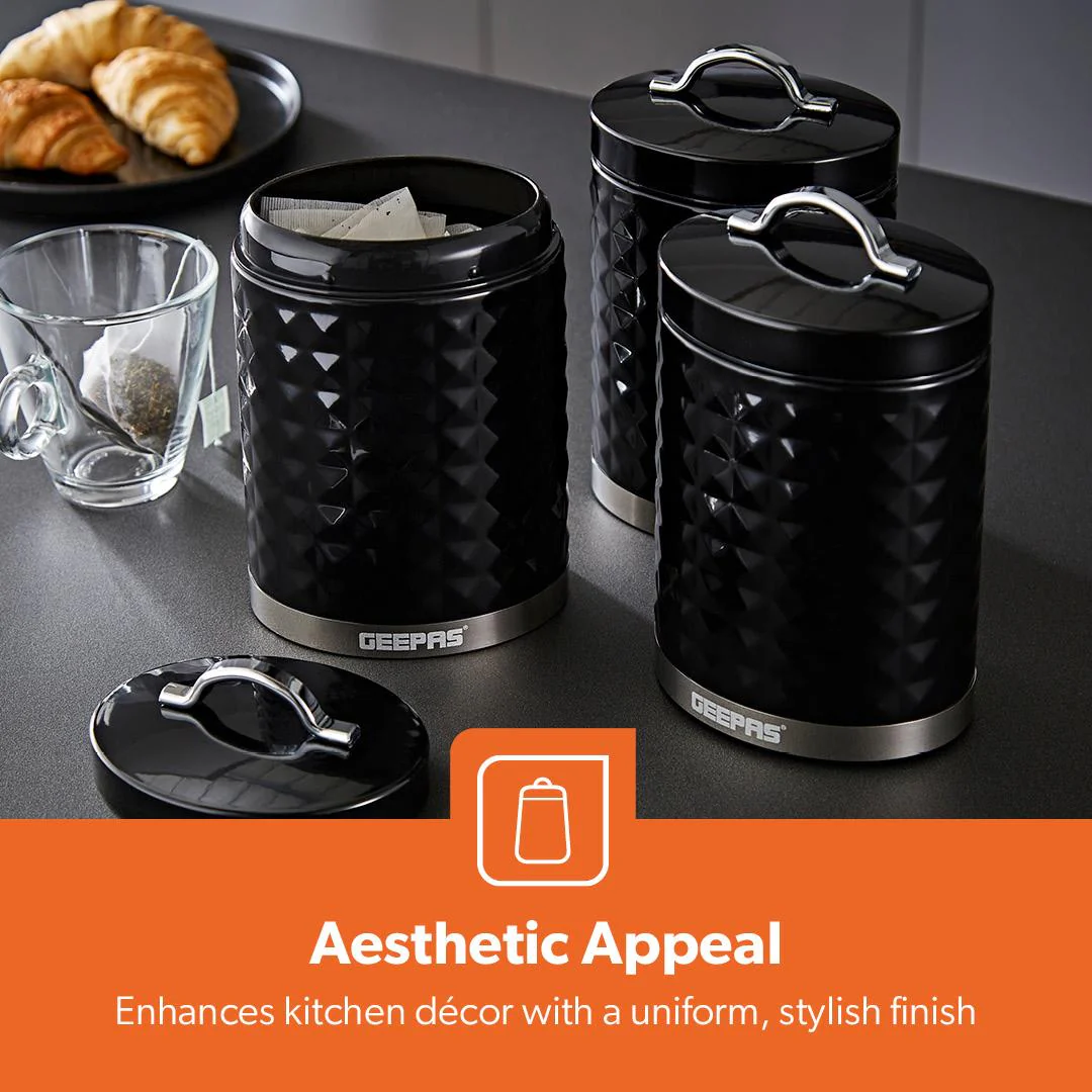 3-Piece Matching Airtight Kitchen Storage Canister Set 1.3L - Image 6