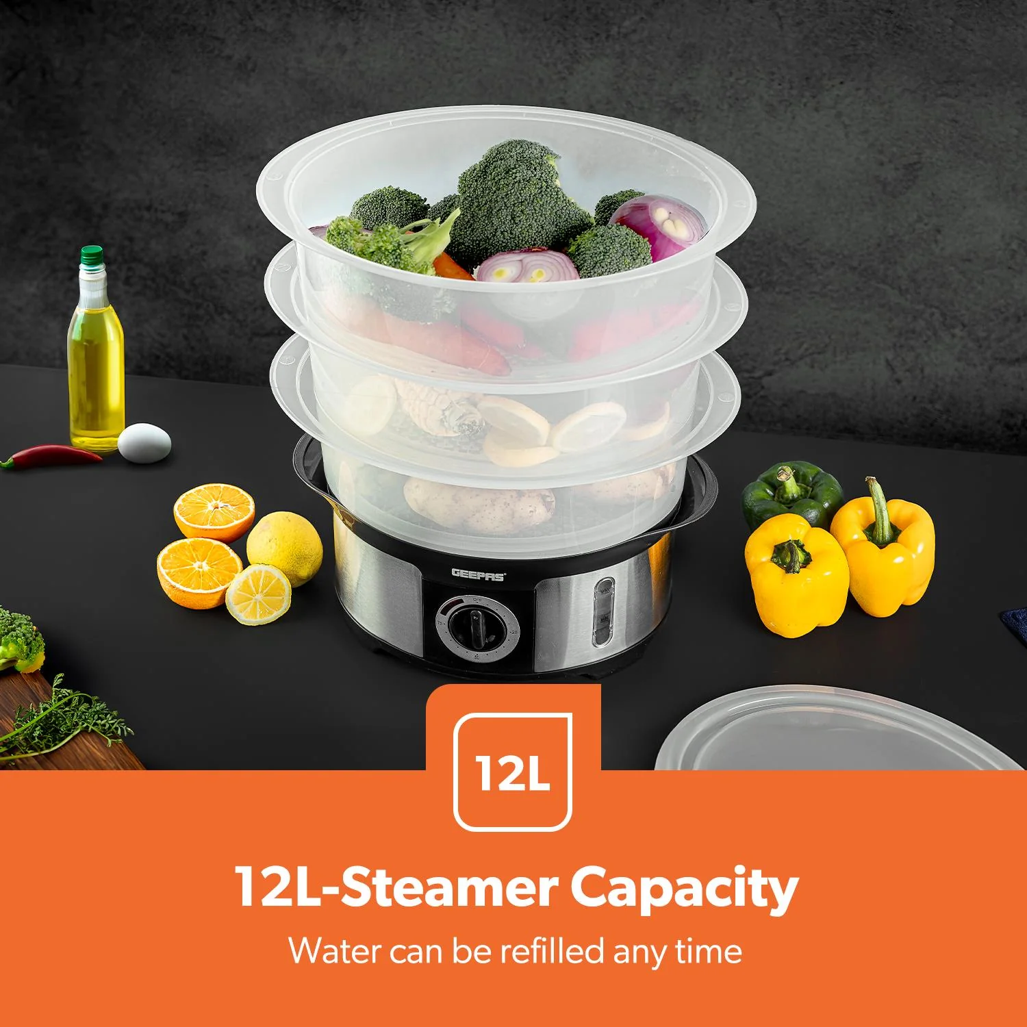 3-Tier Food Steamer & 1200W Compact Food Processor Set - Image 9