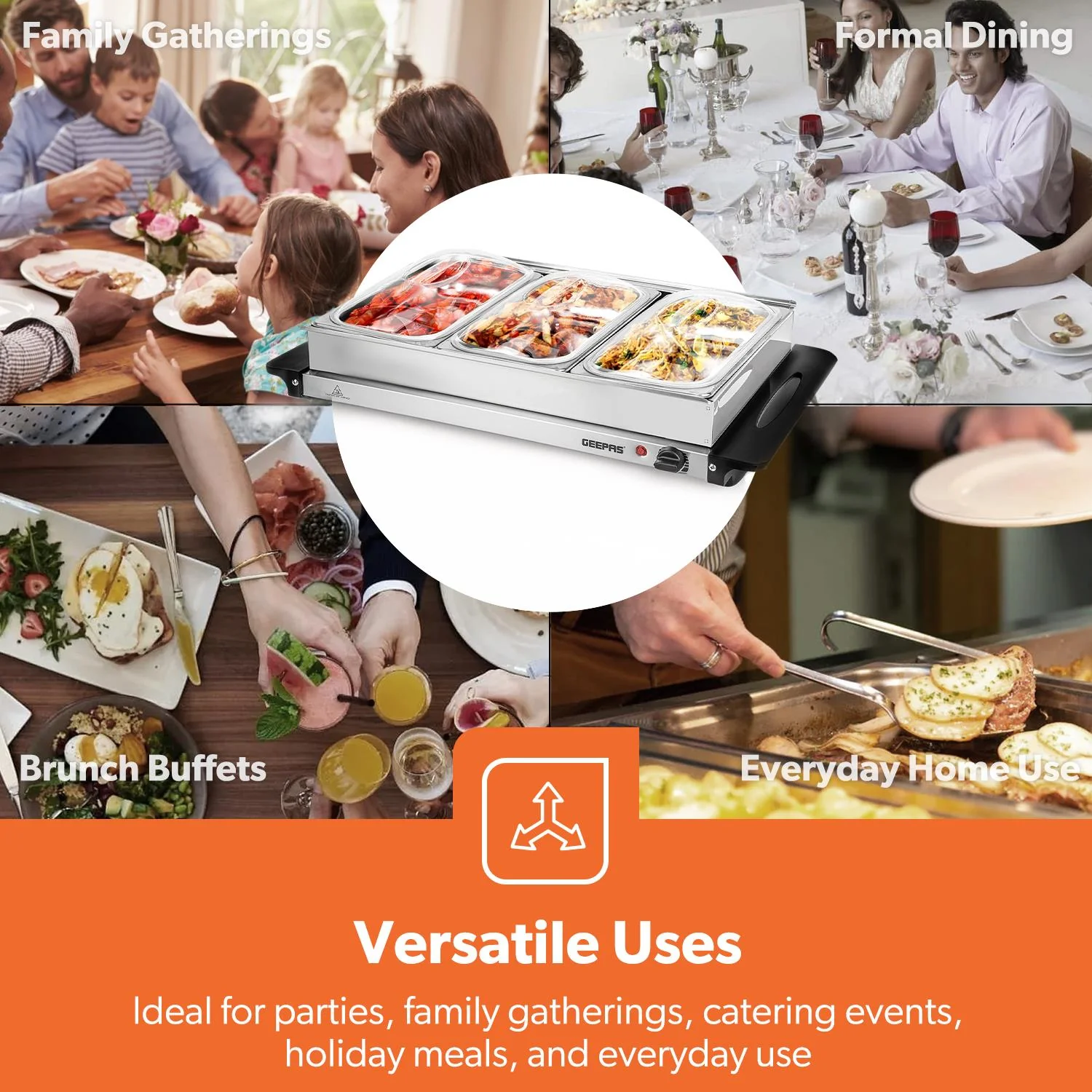 3 x 2.5L Electric Food Warmer and Buffet Server - Image 8