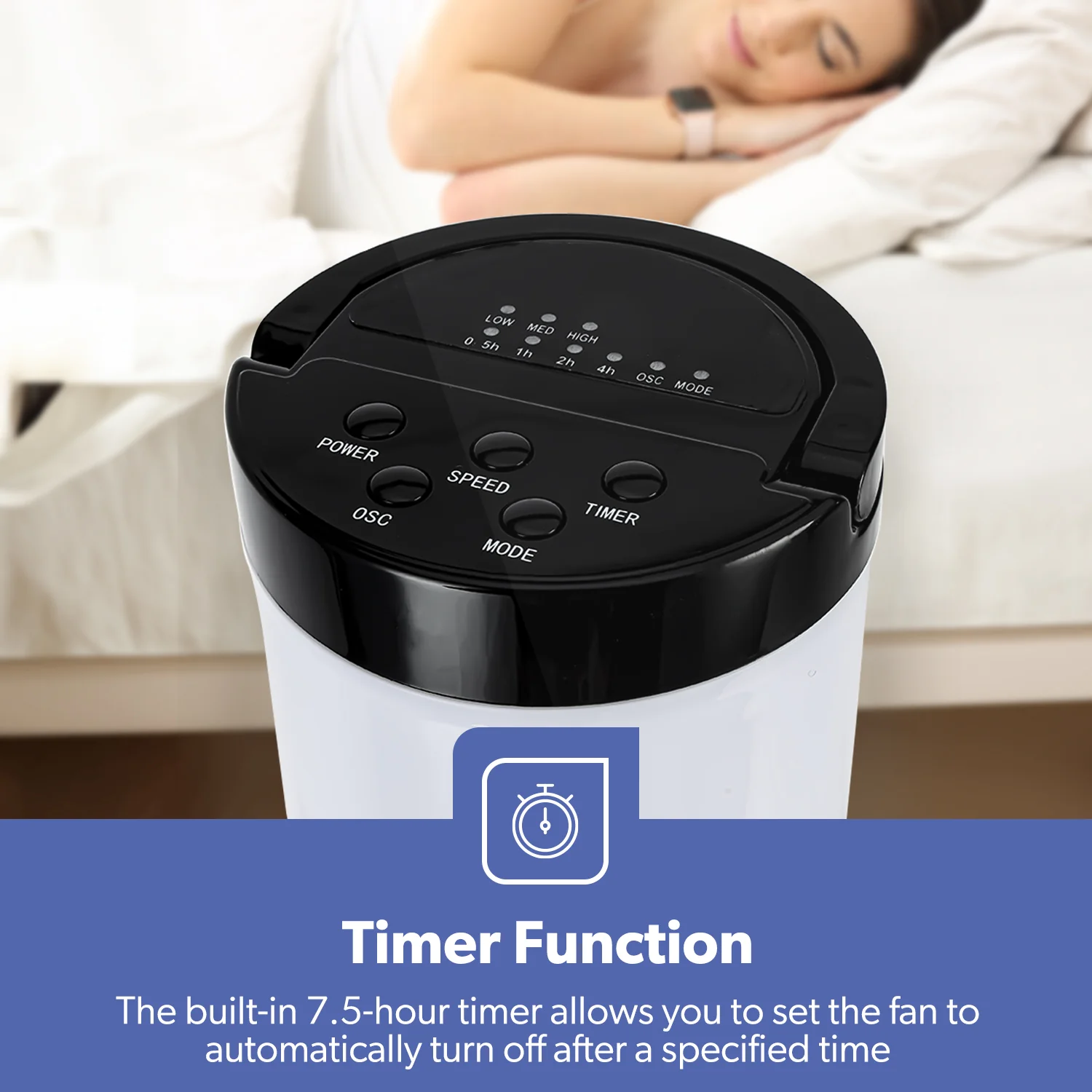 32-Inch Bladeless Tower Fan with 3 Speeds and Remote Control - Image 6