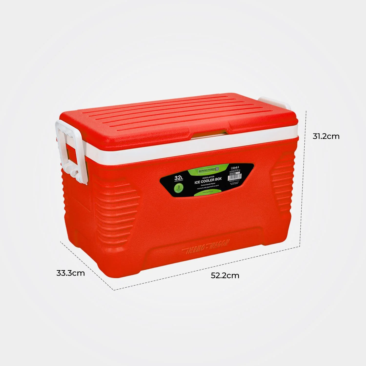 32L Red Insulated Ice Cooler Box For Camping - Image 4