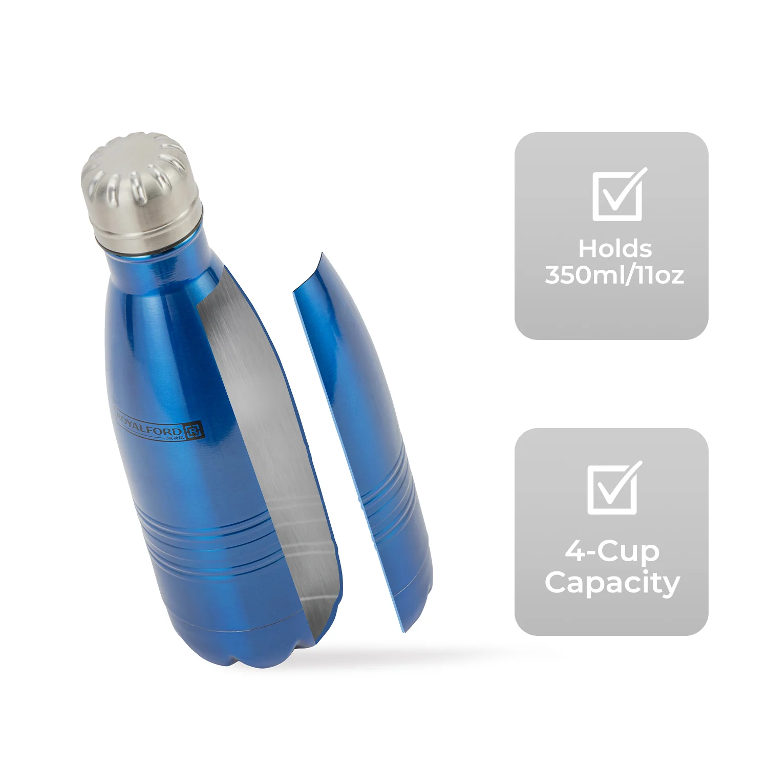350ml Deep Blue Double-Walled Flask Bottle - Image 3