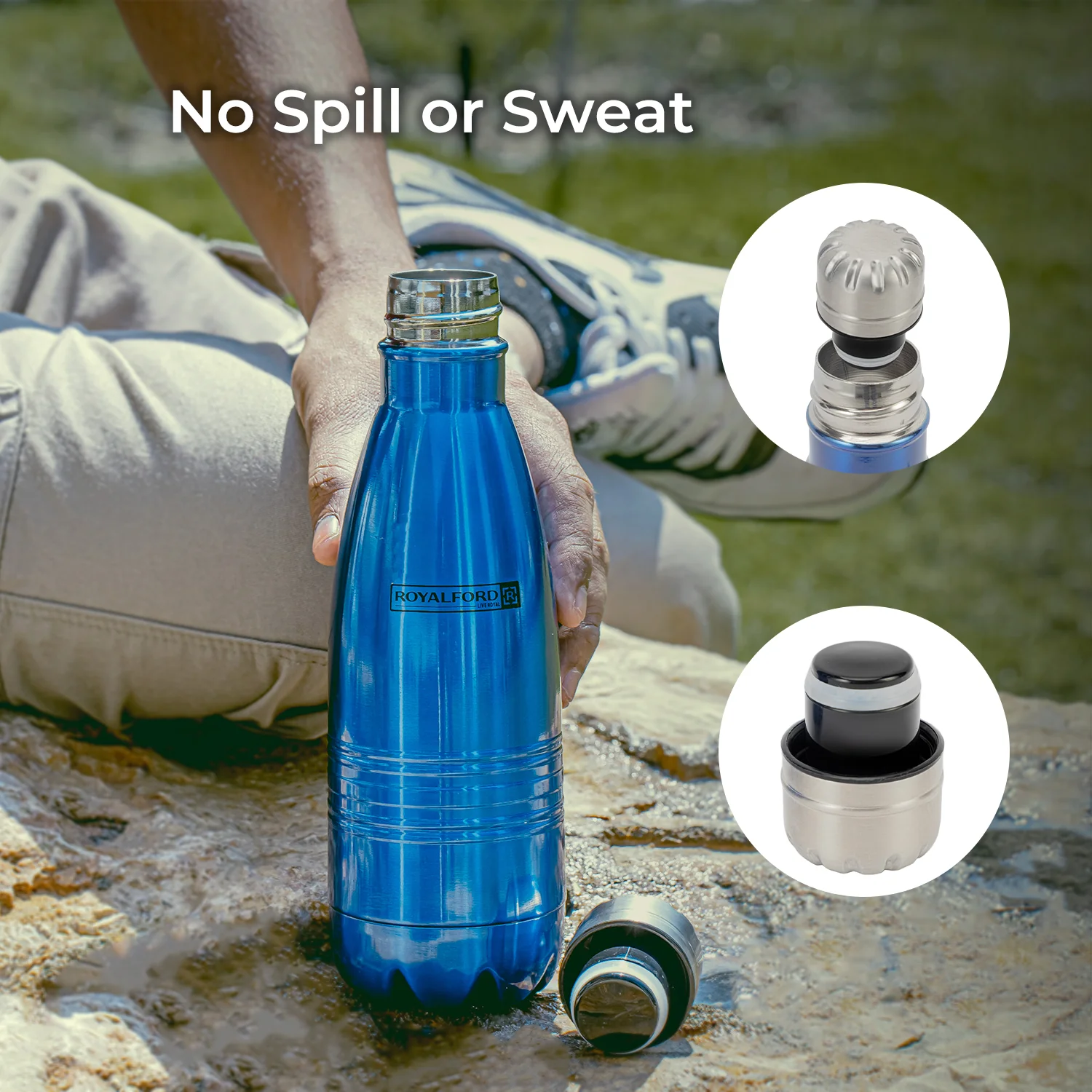 350ml Deep Blue Double-Walled Flask Bottle - Image 6