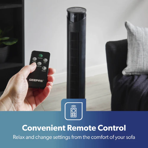 37" Smart Tower Fan With Remote Control - Natural Breeze Mode - Image 6