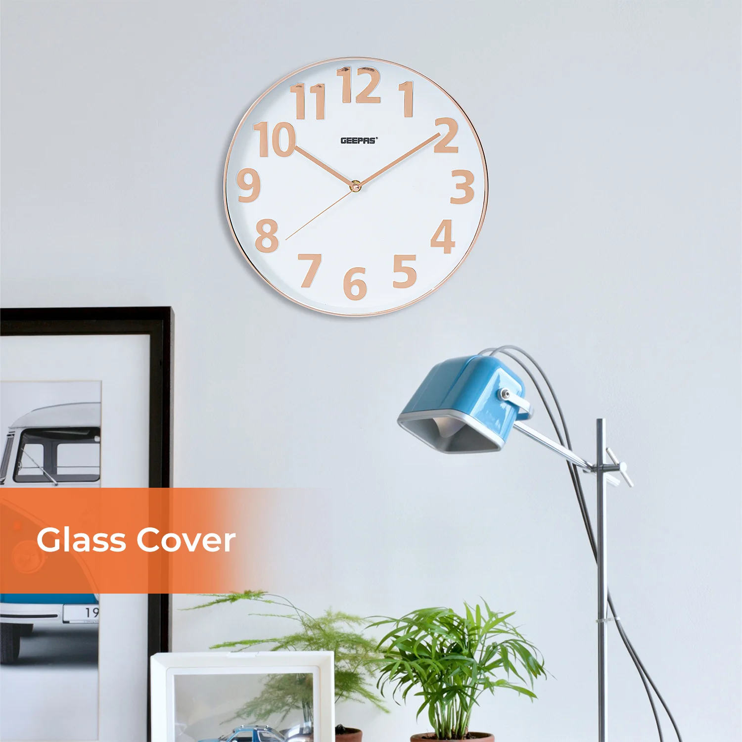 3D Rose Gold and White Glass Wall Clock - Image 3