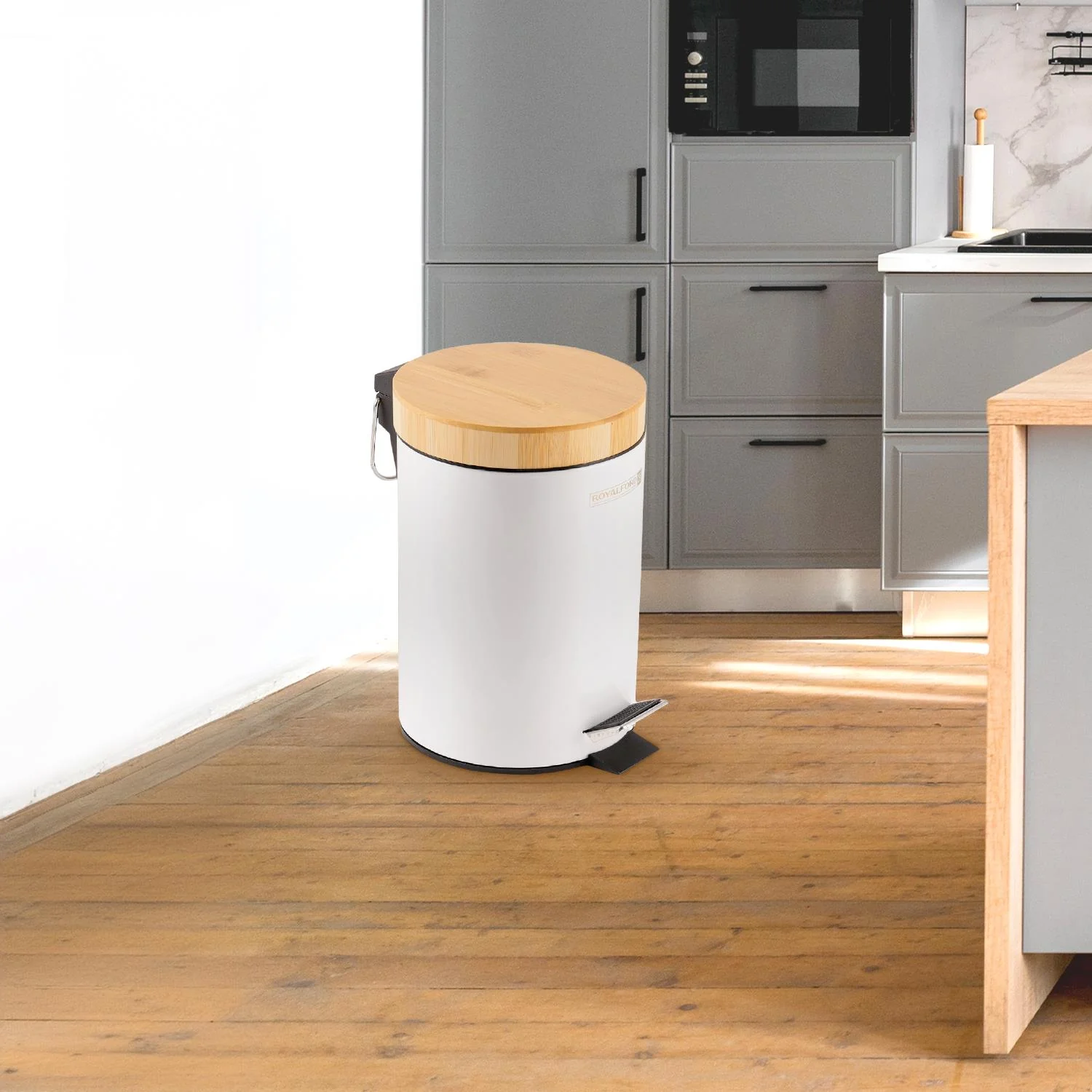 3L White Pedal Home, Kitchen and Bathroom Bin - Image 3