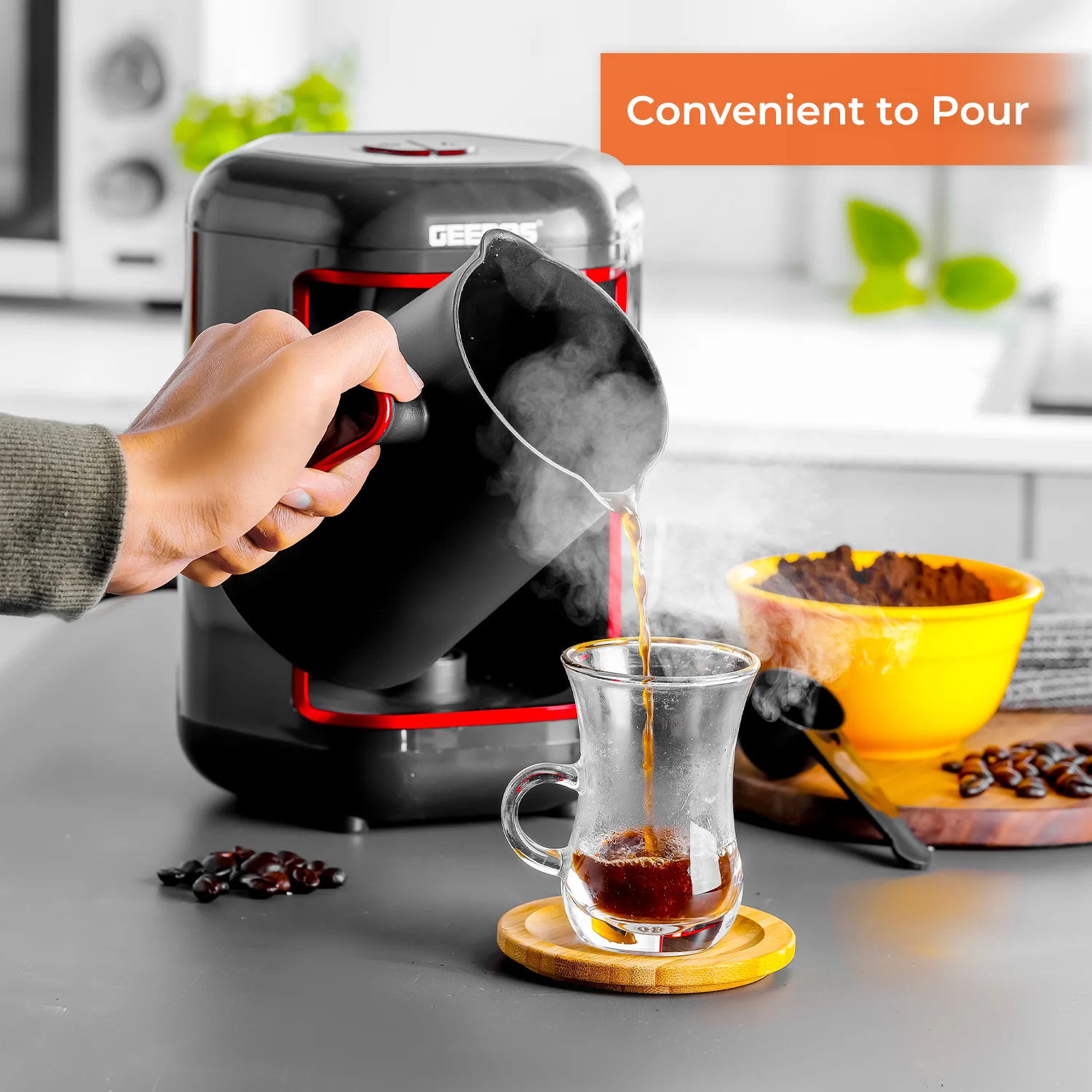 4-Cup Black & Red Automatic Turkish Coffee Machine - Image 6