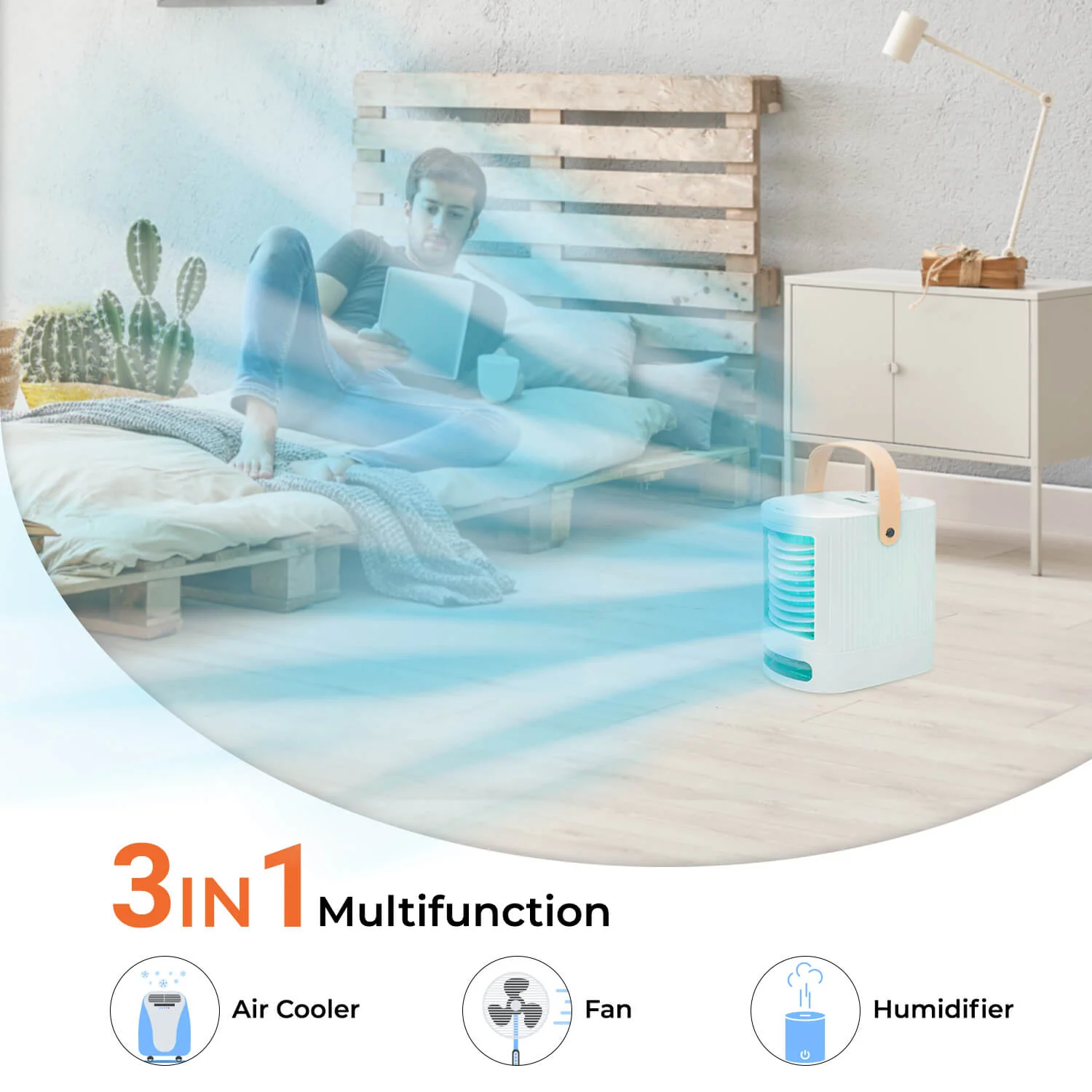 4-in-1 Mini Air Cooler and Humidifier With LED Light - Image 3