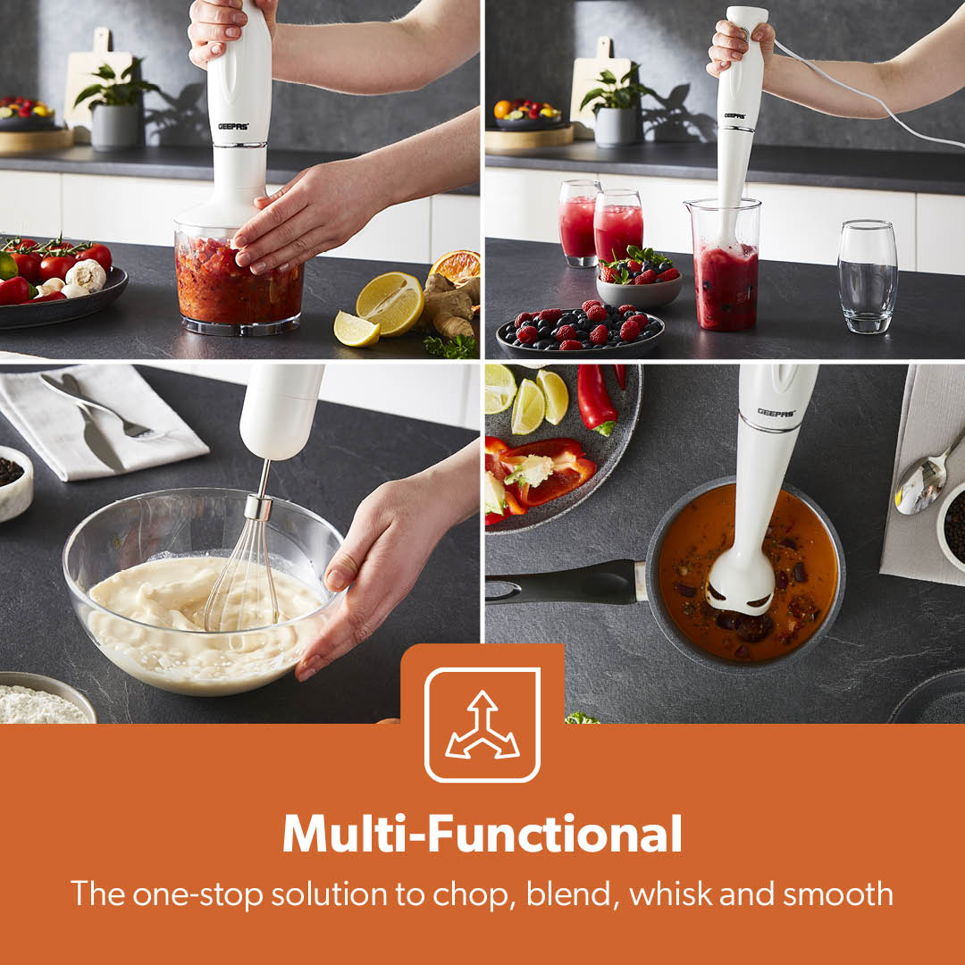 4-in-1 White Hand Blender With Electric Whisk, Chopper & 600ml Beaker - Image 3