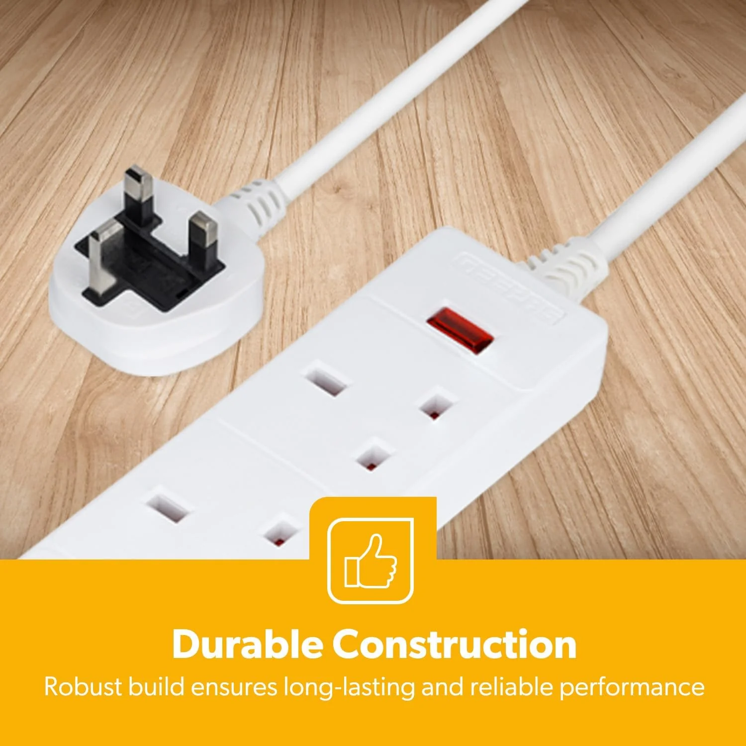4 Pack White 4 Gang Extension Leads With 2 Metre Cable - Image 8