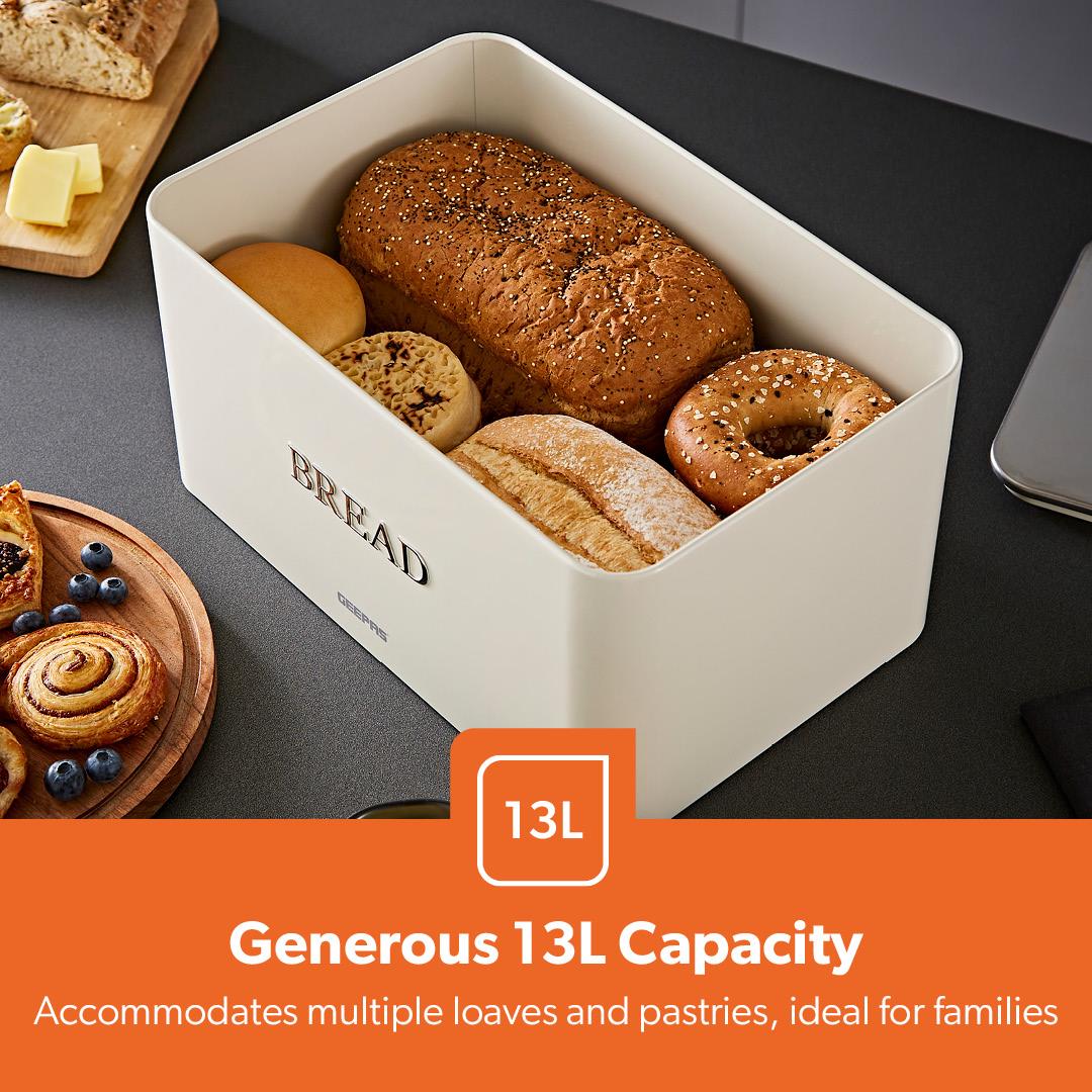 4 Piece Tea, Coffee, Sugar Canisters & 13L Bread Bin Set Retrovive - Image 5