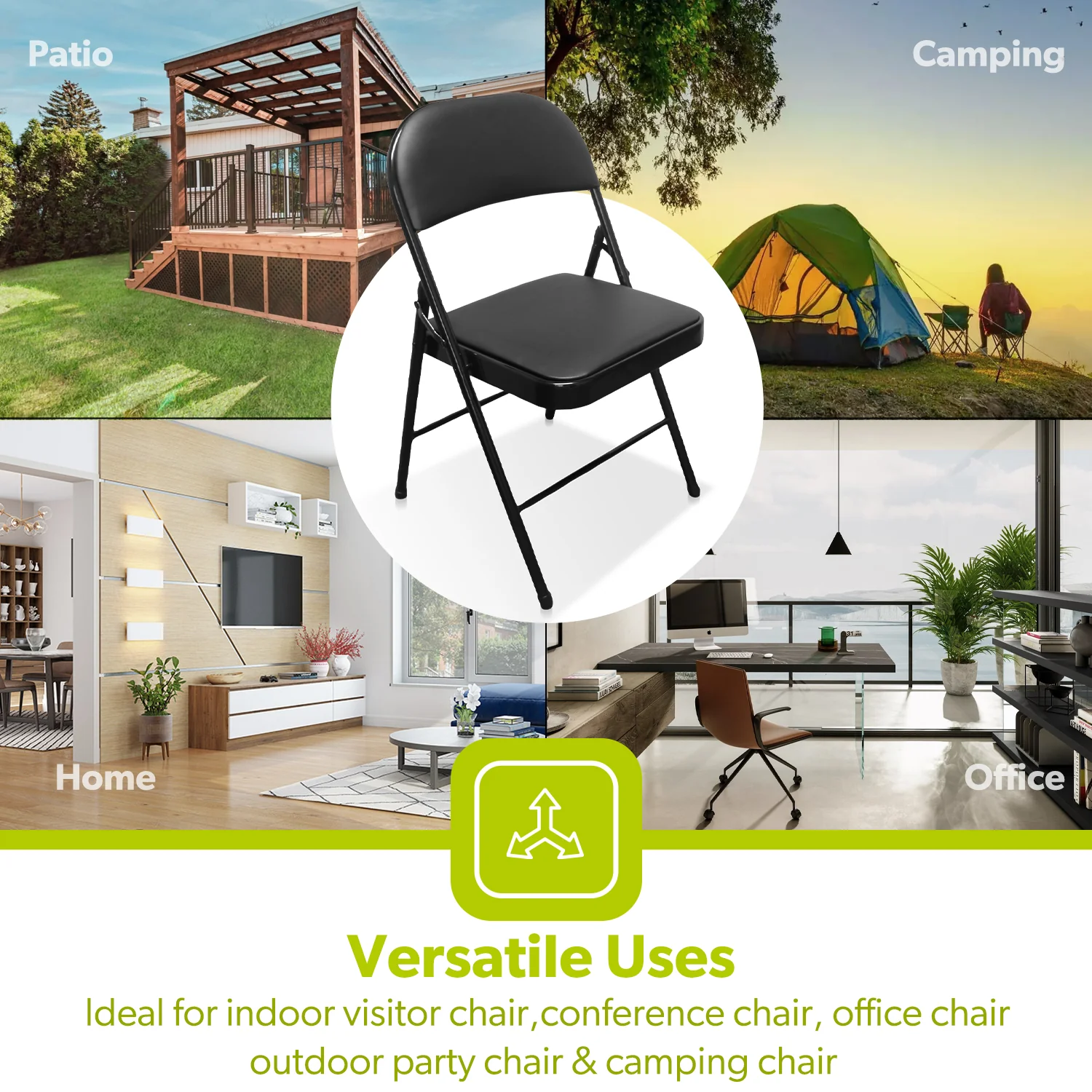 4x Padded Folding Chairs For Indoor and Outdoor - Image 6