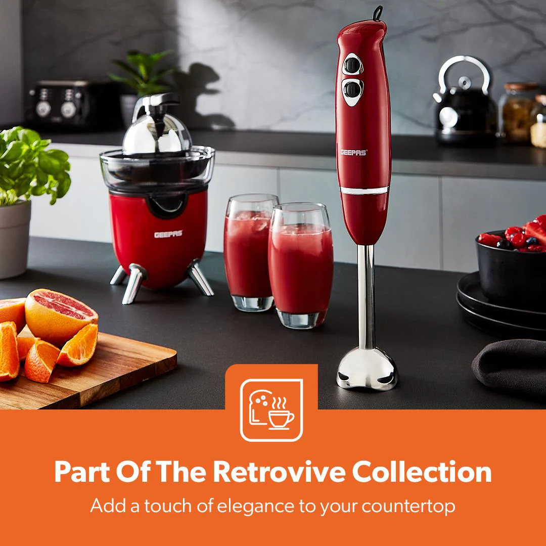 400W Retrovive Immersion Stick Hand Blender Red - Image 5