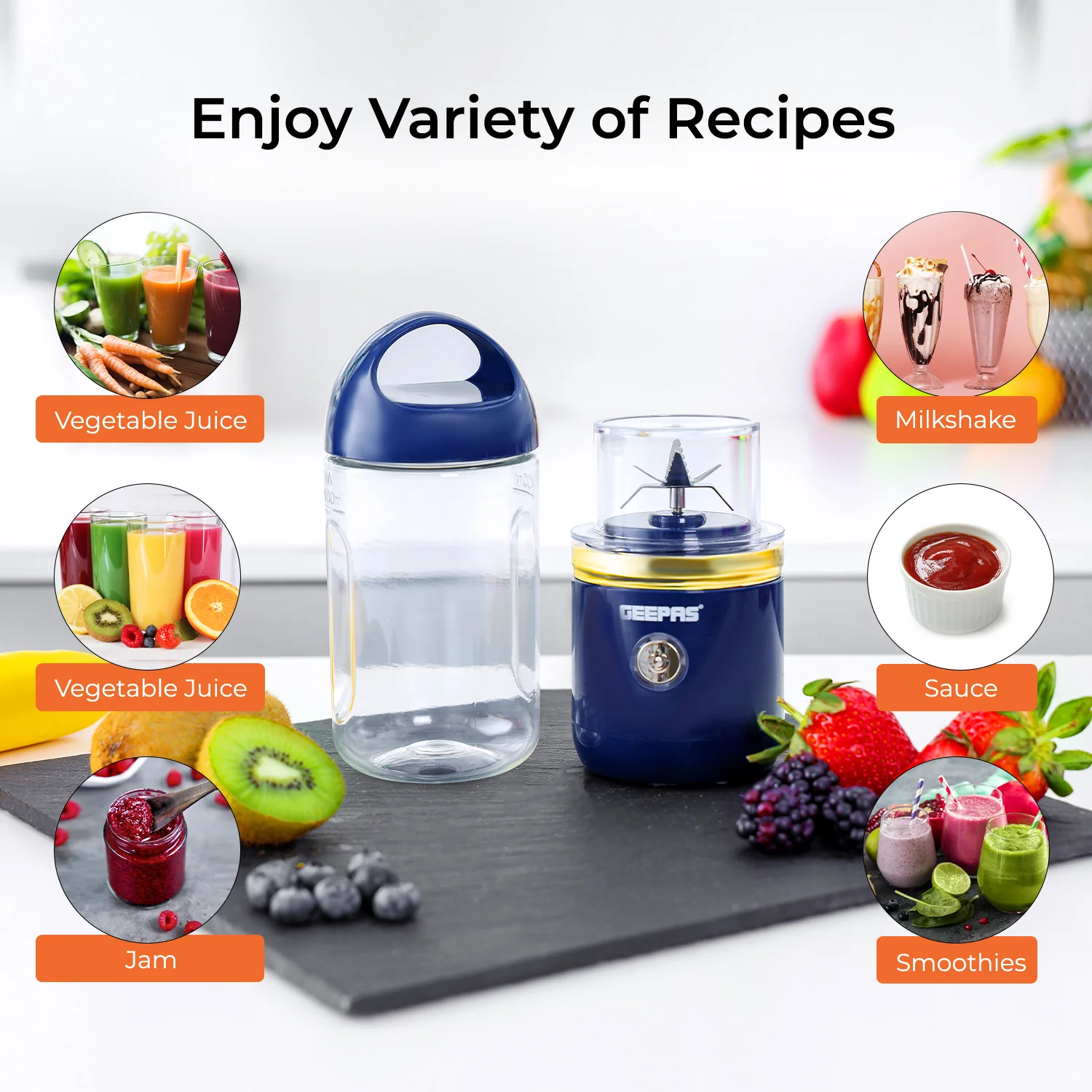 420ml Navy Handheld Rechargeable Portable Mini Blender - Image 3