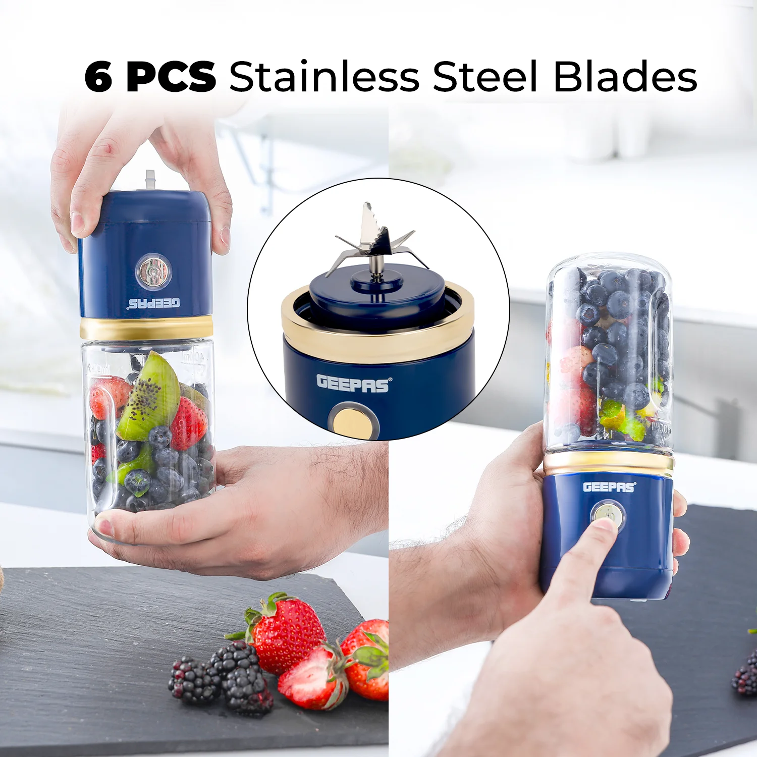 420ml Navy Handheld Rechargeable Portable Mini Blender - Image 4