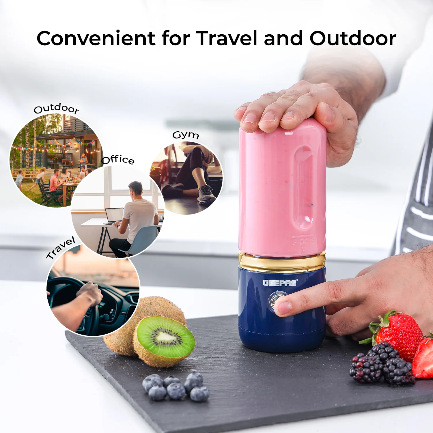 420ml Navy Handheld Rechargeable Portable Mini Blender - Image 5