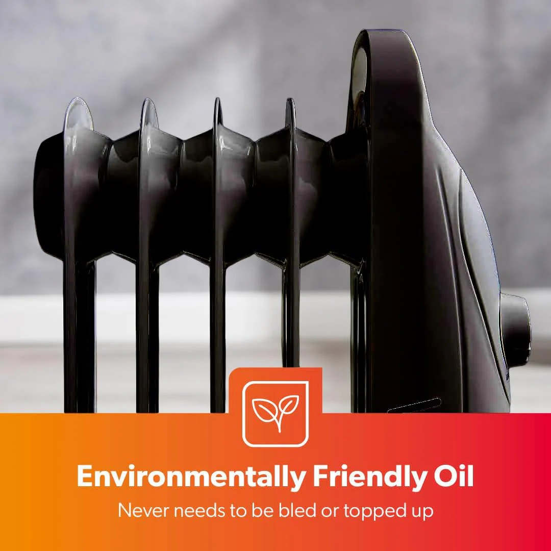 5-Fin Black Mini Oil Filled Radiator Electric Heater 450W - Image 4