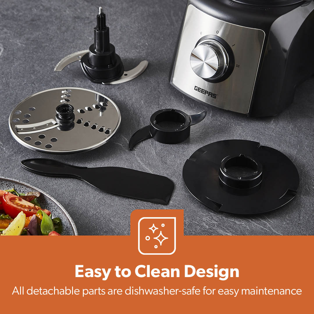 1200W Compact Food Processor, Blender & Grinder Silver - Image 3