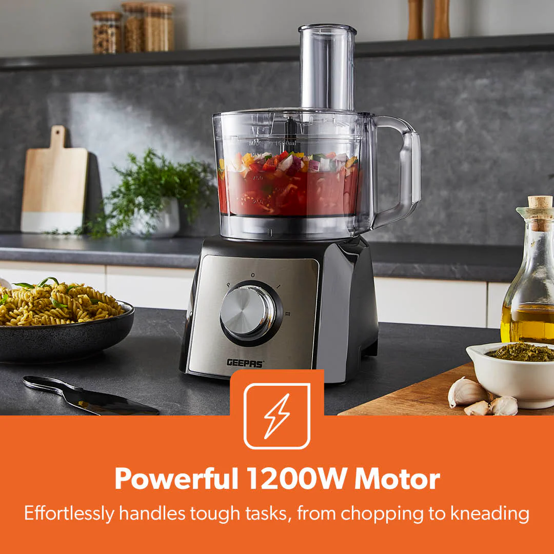 1200W Compact Food Processor, Blender & Grinder Silver - Image 5