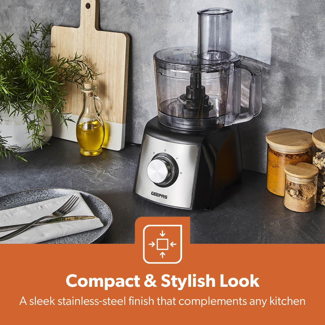 1200W Compact Food Processor, Blender & Grinder Silver - Image 9