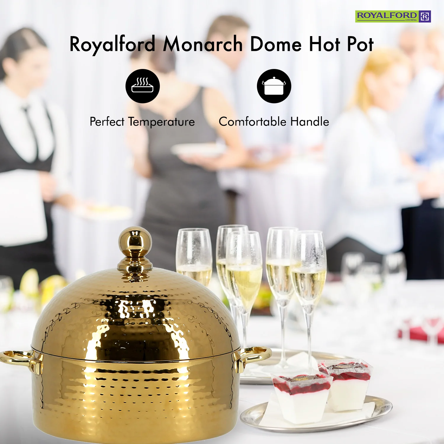 4L Gold Monarch Dome Hot Pot Serving Dish - Image 5