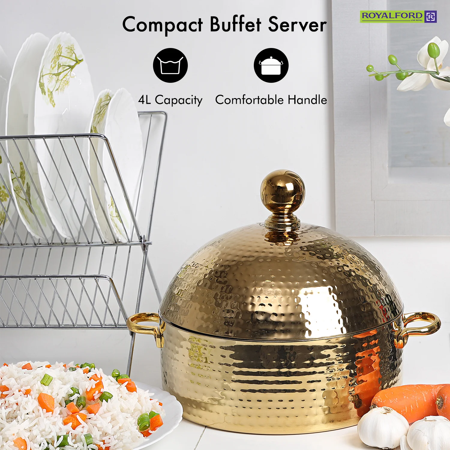 4L Gold Monarch Dome Hot Pot Serving Dish - Image 7