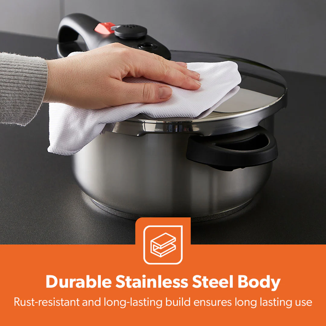 4L Stainless Steel Pressure Cooker With Quick Pressure Release - Image 5