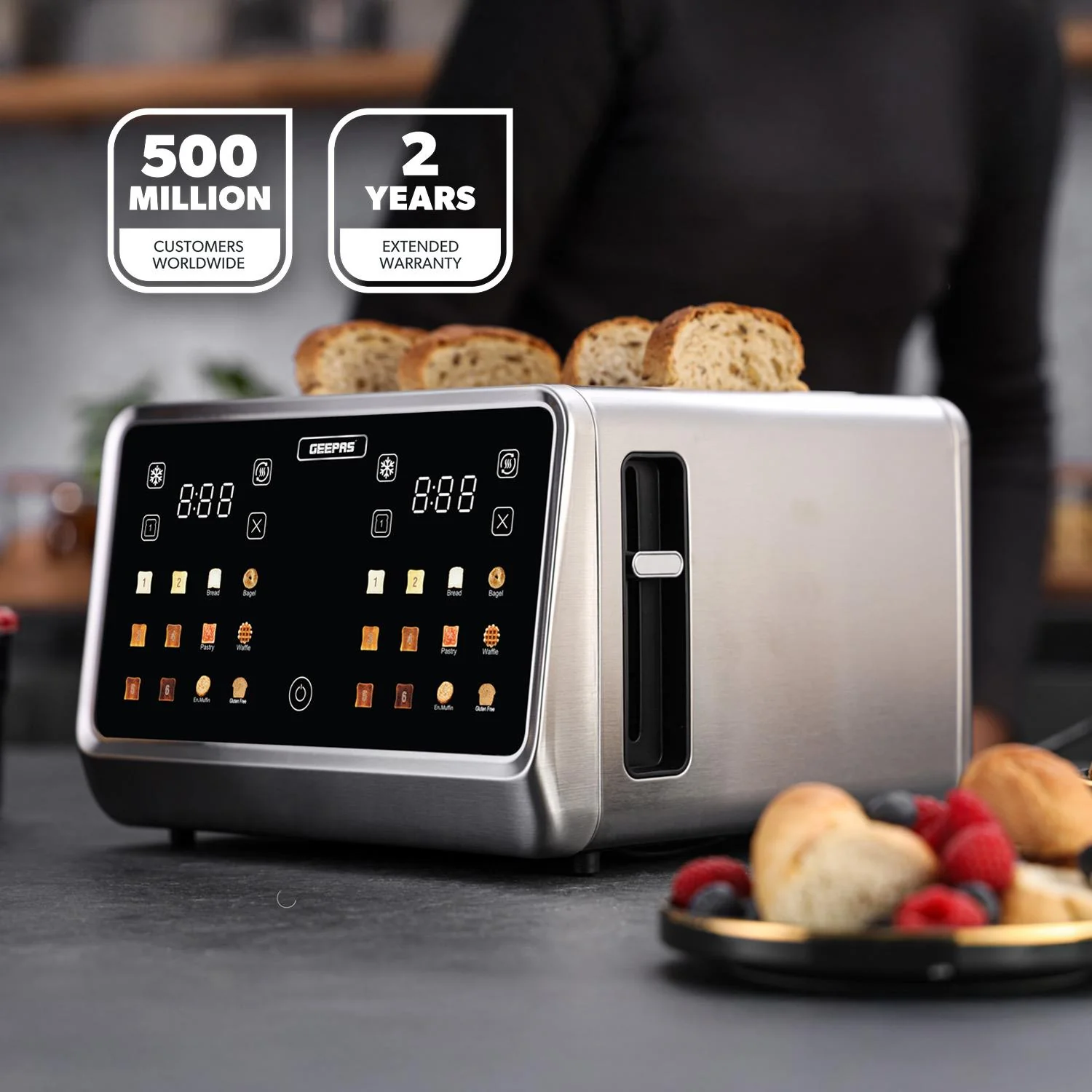 5-In-1 Digital 4-Slice Toaster & Black Digital Kettle Matching Set - Image 2