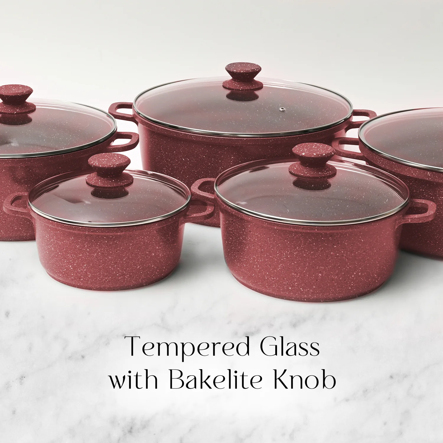 5-Piece Red Non-Stick Die-Cast Aluminium Cookware Set - Image 4