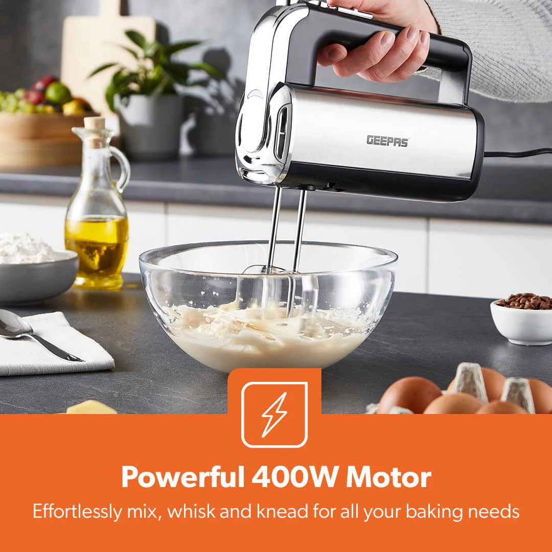 5-Speed Black and Silver Electric Mixer and Whisk 400W - Image 5