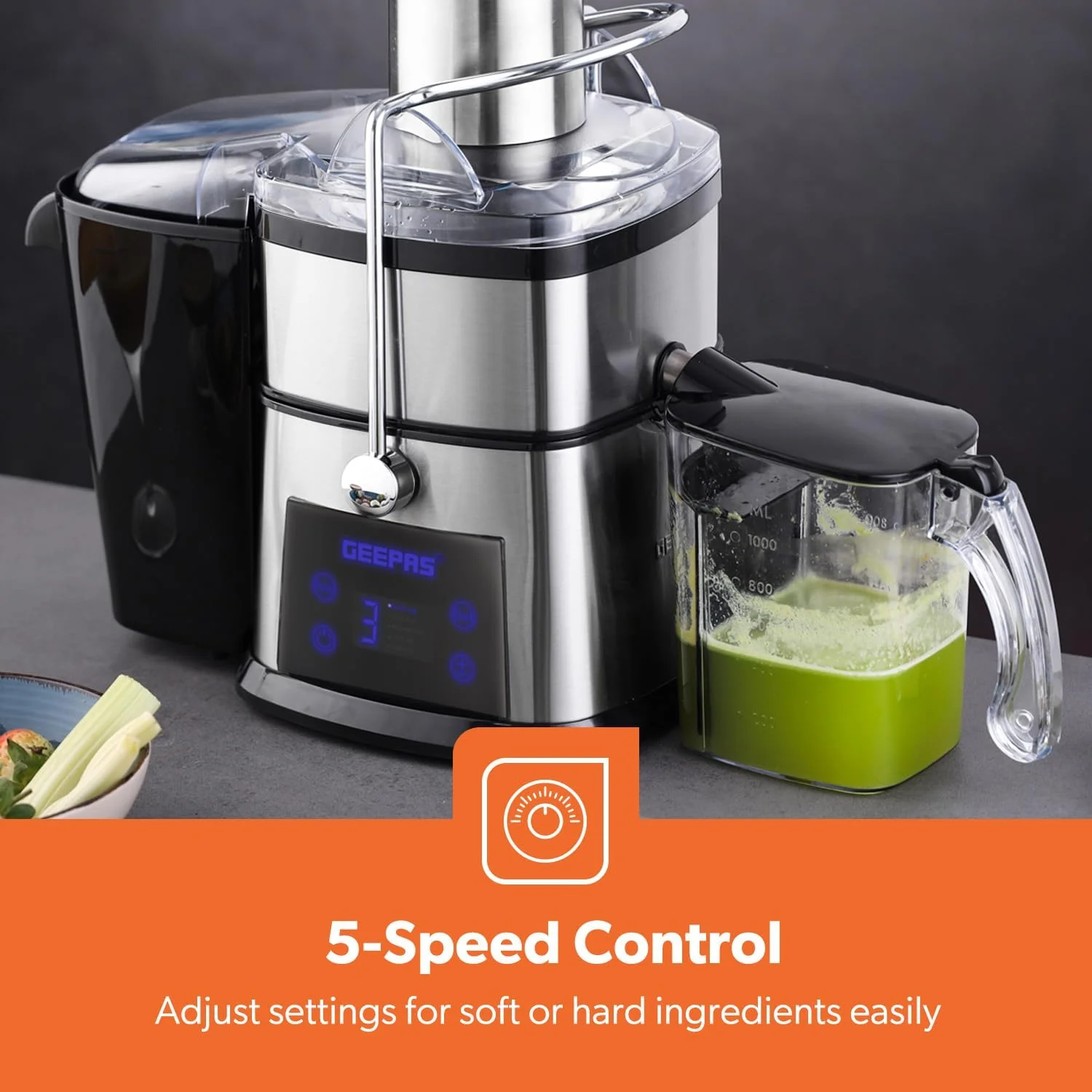 5-Speed Silver Digital Touchscreen Juicer Extractor - Image 8