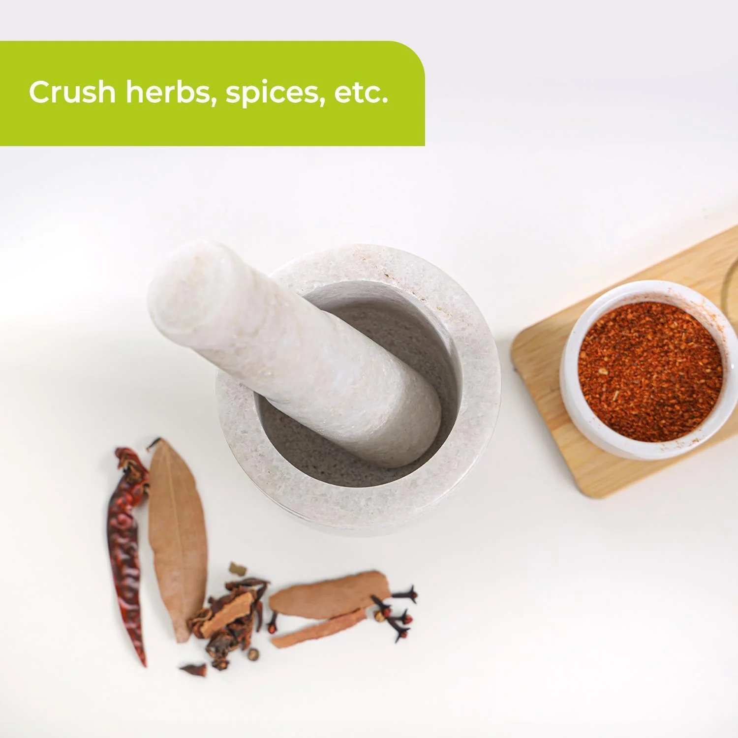 5" White Marble Spice Grinder and Crusher Pestle & Mortar - Image 5