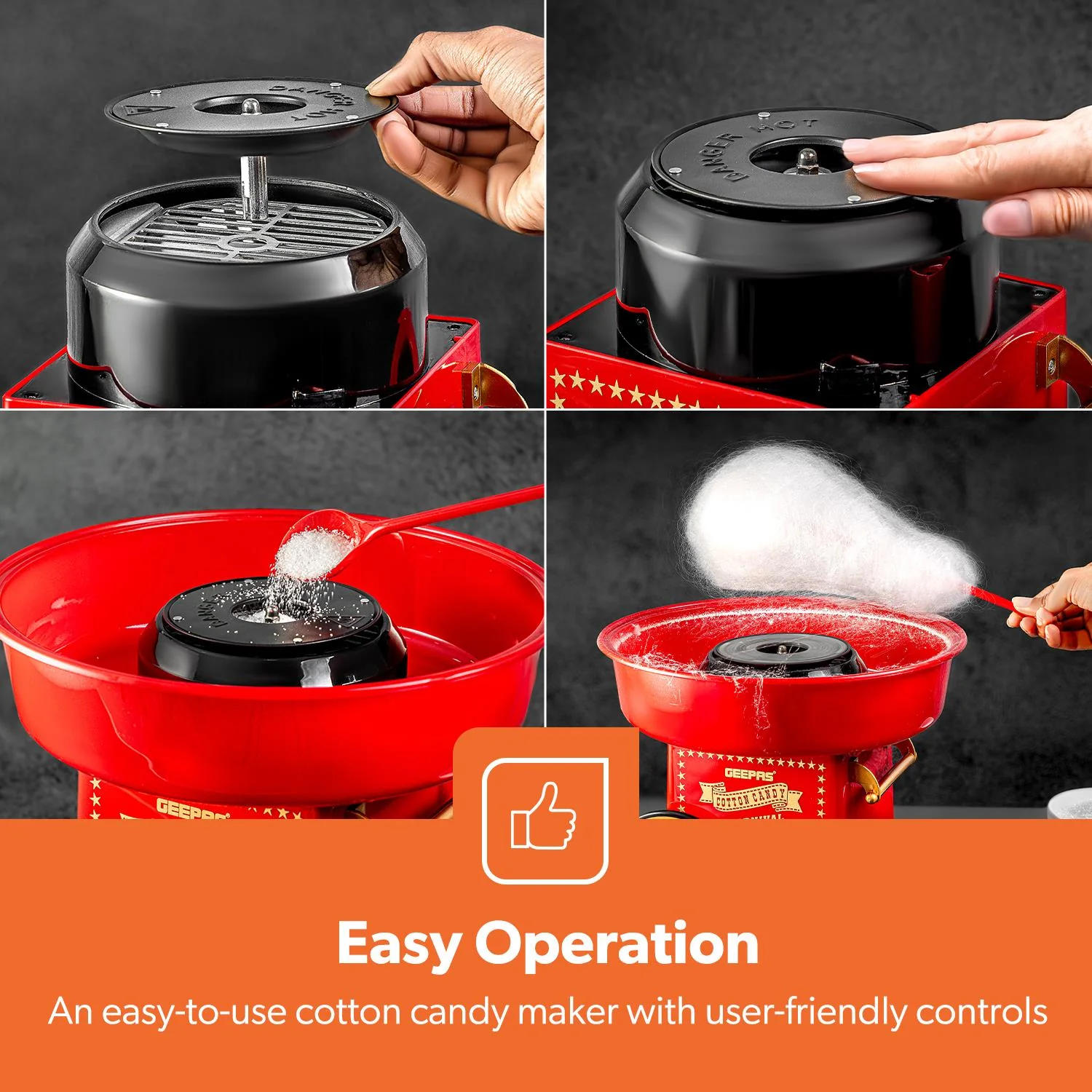 Mini Red Retro Carnival Candy Floss Machine - Image 6