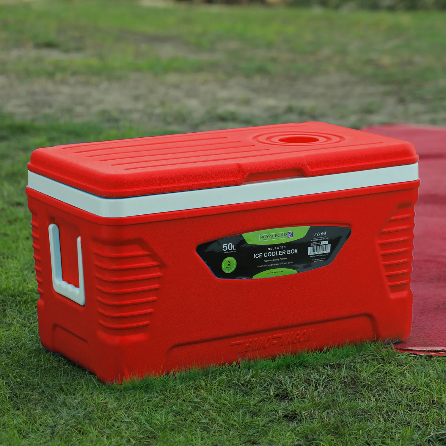 50L Red Double Insulated Ice Cooler Chest - Image 2