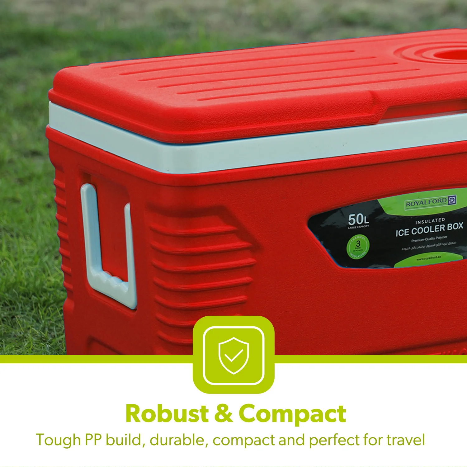 50L Red Double Insulated Ice Cooler Chest - Image 6