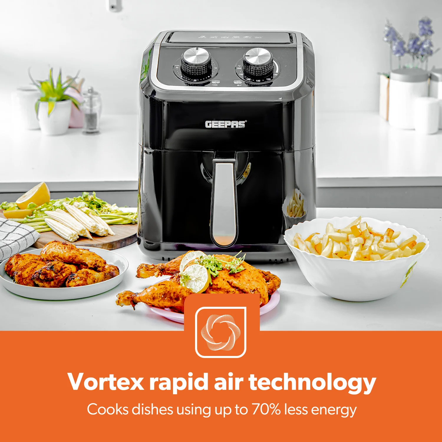 6-in-1 Manual Vortex Rapid Air Fryer 5L + Free Recipe E-Book - Image 3