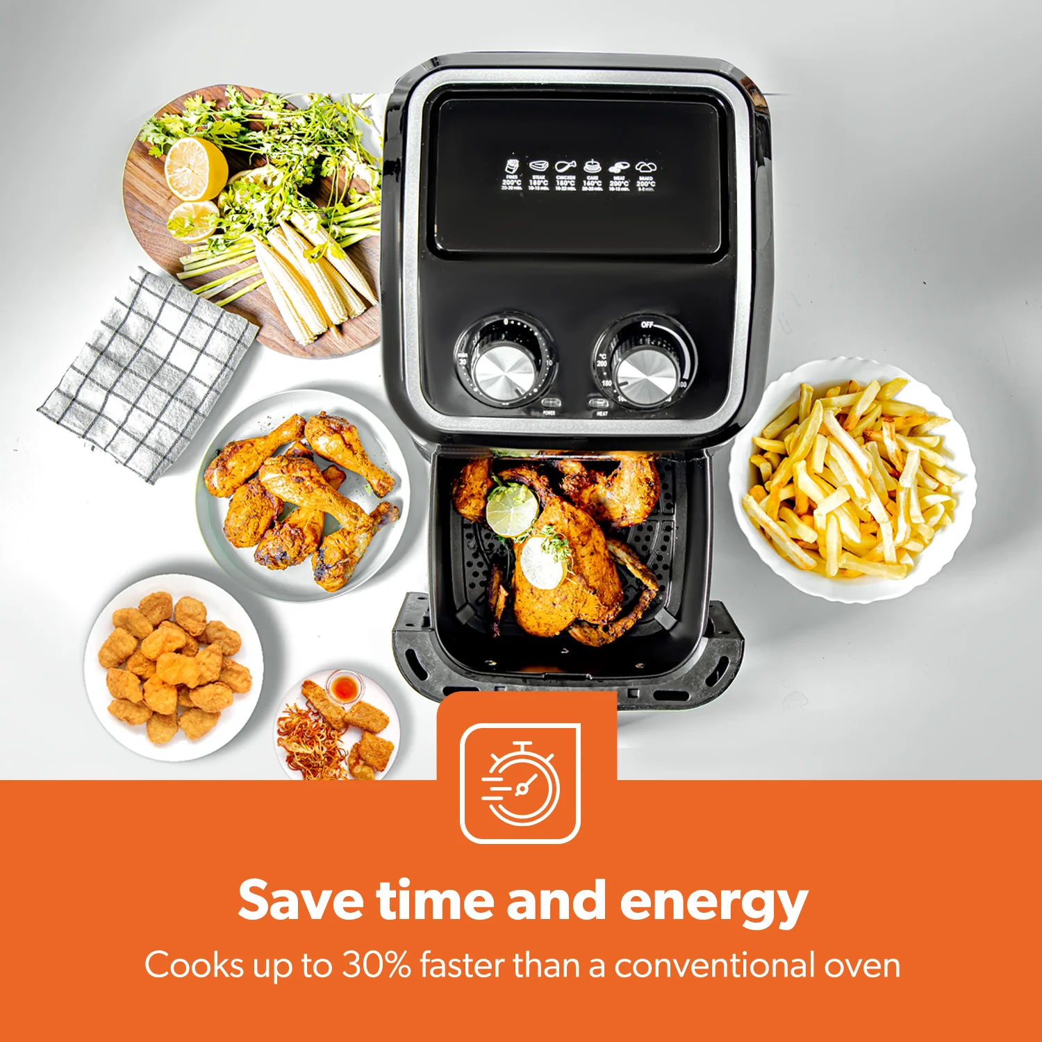 6-in-1 Manual Vortex Rapid Air Fryer 5L + Free Recipe E-Book - Image 4