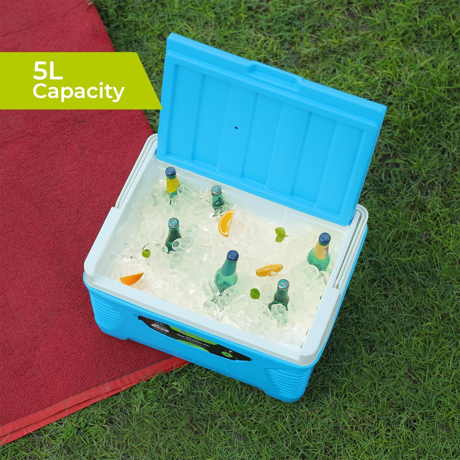5L Insulated Ice Cooler Box - Blue - Portable, Lightweight - Image 4